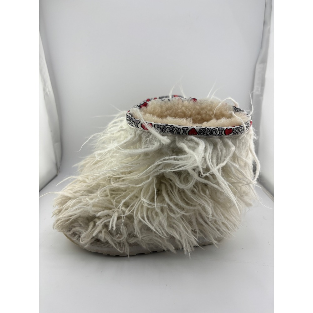 UGG Australia Kids Cream Shaggy Faux Fur Boots I Heart UGG 100320 Size 11